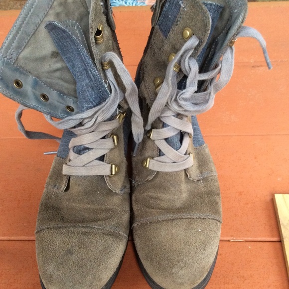 Sorel lace up boots suede denim trim major Carly - Picture 2 of 7